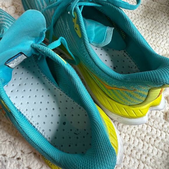 HOKA ONE One Men's 10 D Mach 5 Running Sneaker Shoe Alpine Cerulean Blue Yellow - Picture 11 of 13